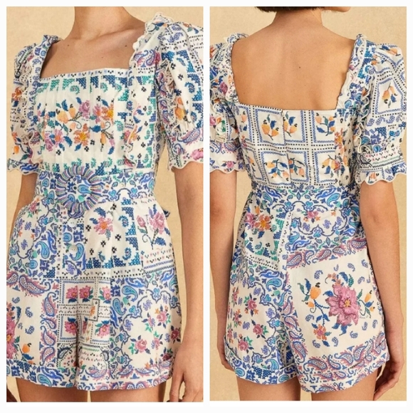 Farm Rio Romantic Bandanas Belted Romper - Picture 2 of 6